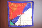 HERMES Petit Carre 40 Scarf Handkerchief  Souvenirs de Paris  Silk Blue J9520 Hot on Sale