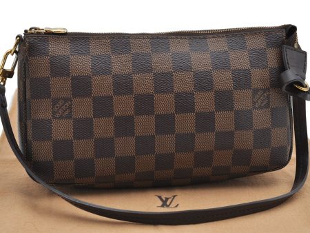 Authentic Louis Vuitton Damier Pochette Accessoires Hand Pouch N41206 LV 4187F For Discount