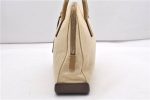 Authentic PRADA Vintage Canvas Leather Shoulder Tote Bag Purse Beige 0891G For Sale