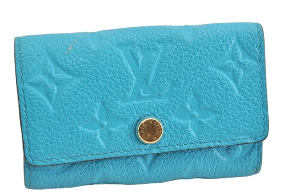 Auth Louis Vuitton Monogram Empreinte Multicles 6 Key Case M81566 Blue LV 6821F on Sale