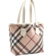 Authentic BURBERRY Vintage Nova Check PVC Enamel Shoulder Tote Bag Beige 2224G For Cheap