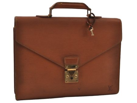 Authentic Louis Vuitton Epi Serviette Conseiller Briefcase Brown M54428 LV 1558I Hot on Sale