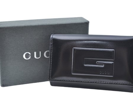 Authentic GUCCI Vintage 6 Hooks Key Case Holder Leather Black Box 7351F Cheap