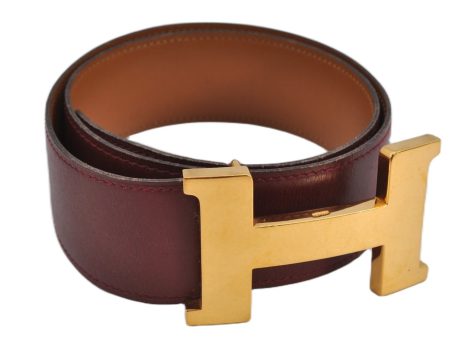 Authentic HERMES Large Constance Leather Belt Size 75cm 29.5  Red Brown 7722F Supply