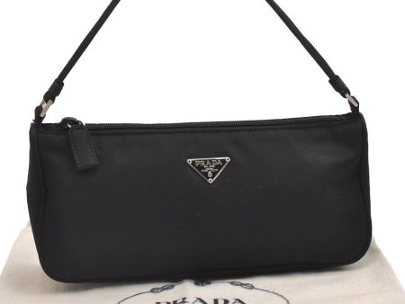 Authentic PRADA Vintage Nylon Tessuto Hand Bag Pouch Purse Black 1844I Fashion