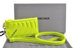 Authentic BALENCIAGA Cash Card Case On Key Ring Leather 683425 Green Box 6914F For Sale