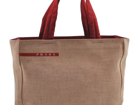 Authentic PRADA Sports Canvas Nylon Shoulder Tote Bag Beige Red 1868E Online