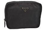 Authentic PRADA Vintage Nylon Tessuto Pouch Purse Black 1843I For Cheap