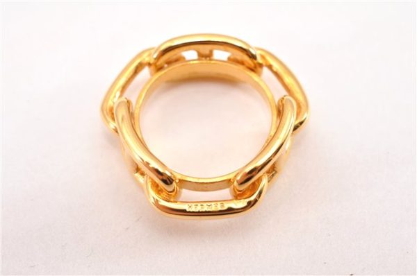 Authentic HERMES Scarf Ring Chaine d Ancre Chain Design Gold Tone 8280F Online now