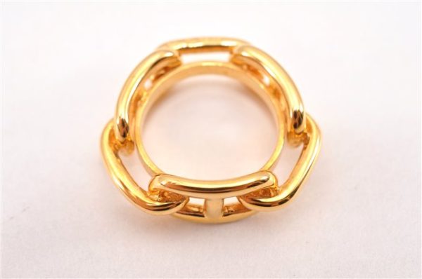 Authentic HERMES Scarf Ring Chaine d Ancre Chain Design Gold Tone 8280F Online now