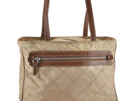 Authentic PRADA Nylon Tessuto Leather Shoulder Tote Bag BR2218 Beige 0898G Fashion