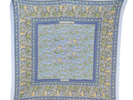 Authentic HERMES Pleats Scarf  CHASSE EN INDE  Silk Light Blue 8122F on Sale