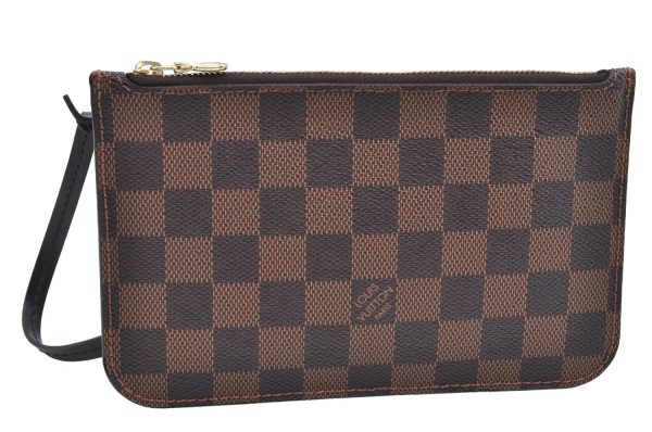 Authentic Louis Vuitton Damier Neverfull Pouch Purse Clutch Bag LV K4393 Sale