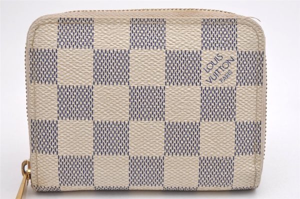 Authentic Louis Vuitton Damier Azur Zippy Coin Purse Wallet N63069 LV 1891I For Sale