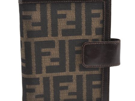 Authentic FENDI Zucca Vintage Notebook Cover Canvas Leather Brown 2104G Sale