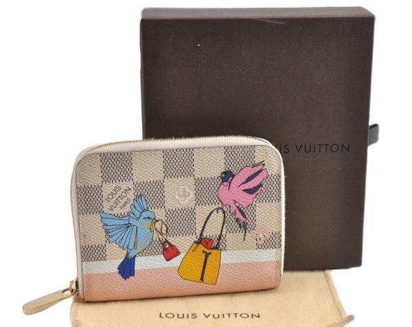 Auth Louis Vuitton Damier Azur Zippy Coin Purse Wallet Bird N60138 Box 7259F Supply