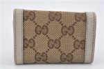 Authentic GUCCI Vintage 6 Key Case Holder GG Canvas Leather 282432 Brown 2097G on Sale