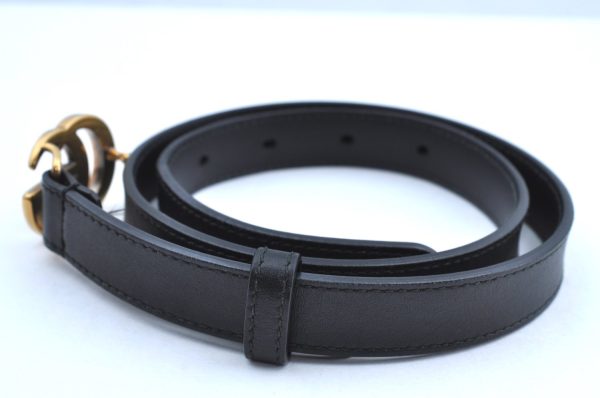 Authentic GUCCI Belt GG 24-28 Leather 409417 Black K4537 Online Sale