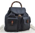 Authentic GUCCI Bamboo Backpack Leather Black K4530 Online now