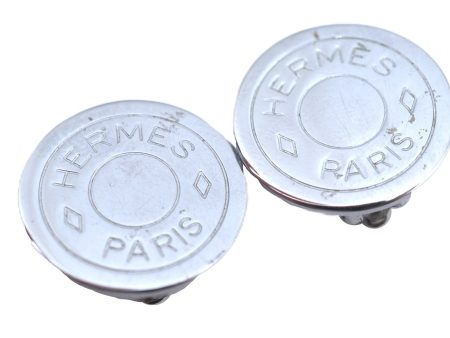 Authentic HERMES BIJOUTERIE FANTASIE Sellier Earrings Silver J7077 Supply