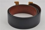 Authentic HERMES Large Constance Leather Belt Size 75cm 29.5  Navy Brown 7721F Discount