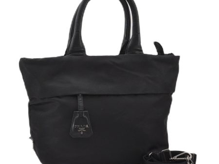 Authentic PRADA Nylon Tessuto Leather 2Way Shoulder Tote Bag Black 0119G Online now