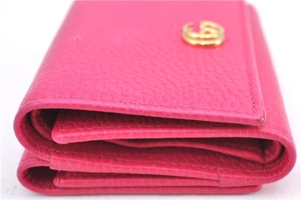 Authentic GUCCI GG Marmont Double G Trifold Wallet Leather 474746 Pink J2393 Online Sale