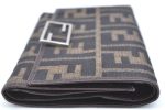 Authentic FENDI Zucca Trifold Wallet Purse Canvas Leather Brown J7020 Cheap