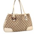 Auth GUCCI Web Sherry Line Princy Tote Bag GG Canvas Leather 163805 Brown 4386F Online Hot Sale