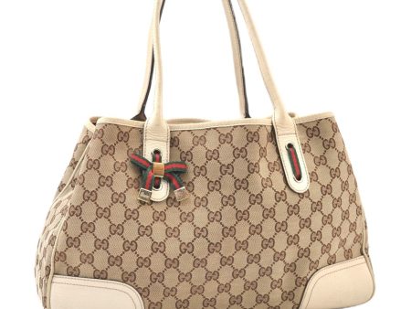 Auth GUCCI Web Sherry Line Princy Tote Bag GG Canvas Leather 163805 Brown 4386F Online Hot Sale