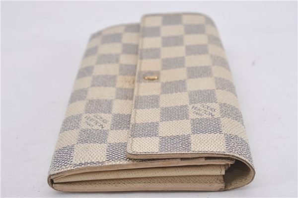 Authentic Louis Vuitton Damier Azur Portefeuille Sarah Wallet N61735 LV 0004G For Discount