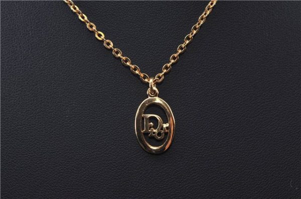 Authentic Christian Dior Gold Tone Chain Pendant Necklace CD 3005F For Sale