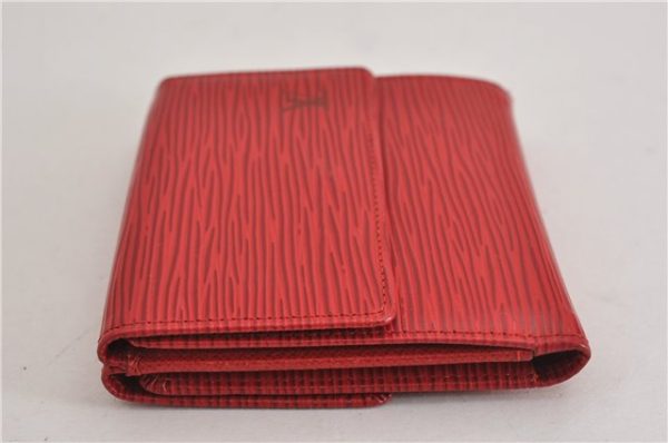 Authentic Louis Vuitton Epi Porte Monnaie Billets Cartes Credit Wallet Red 5109F For Sale