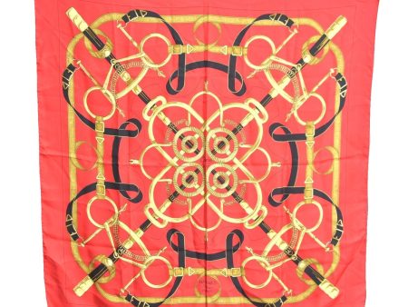 Authentic HERMES Carre 90 Scarf  EPERON D OR  Silk Red J9521 Online Hot Sale