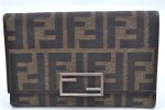 Authentic FENDI Zucca Trifold Wallet Purse Canvas Leather Brown J7020 Cheap