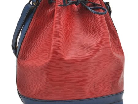 Authentic Louis Vuitton Epi Noe Bi-color Red x Blue M44084 Drawstring Bag K4796 Discount