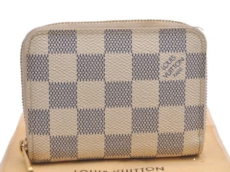 Authentic Louis Vuitton Damier Azur Zippy Coin Purse Wallet N63069 LV 1891I For Sale