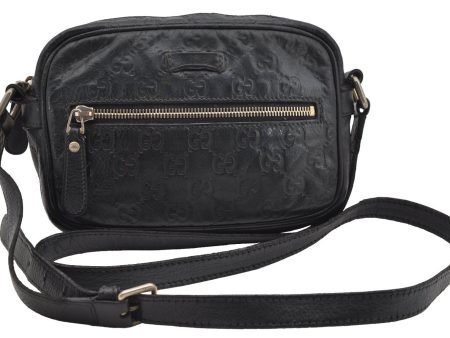 Authentic GUCCI Guccissima GG Leather Shoulder Cross Body Bag 201447 Black 2067I on Sale