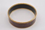 Authentic HERMES Email GM Bangle Bolduc Logo Motif Gold Bordeaux  K4820 Online