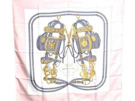 Authentic HERMES Carre 90 Scarf  BRIDES de GALA par  Silk Pink J9568 on Sale