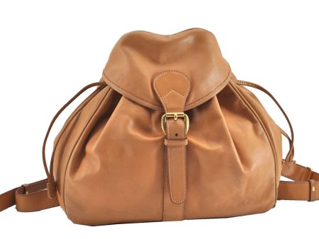 Authentic GUCCI Vintage Backpack Purse Leather Brown 0292G Hot on Sale