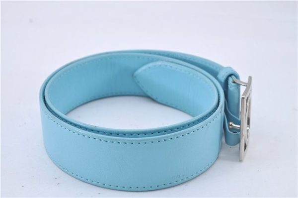 Authentic Christian Dior Belt Leather Size 70cm 27.6inches Light Blue CD 3359F Online