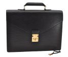 Auth Louis Vuitton Epi Serviette Ambassadeur Black Briefcase M54412 LV 2651G Online Hot Sale