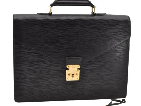 Auth Louis Vuitton Epi Serviette Ambassadeur Black Briefcase M54412 LV 2651G Online Hot Sale