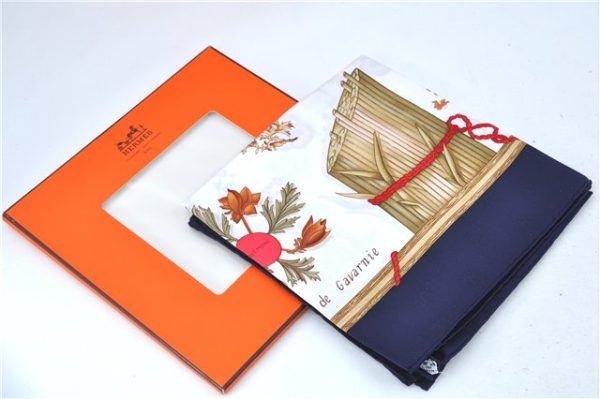 Authentic HERMES Carre 90 Scarf  Herbier de Gavarnie  Silk Navy Blue Box J7398 Online Sale