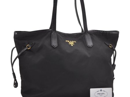 Authentic PRADA TESSUTO SAFFIANO Nylon Leather Tote Bag BR4001 Black 0212G Online now