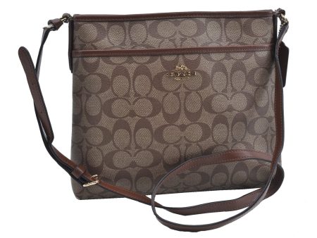 Auth COACH Signature Shoulder Cross Bag Purse PVC Leather F29210 Brown J9546 Fashion