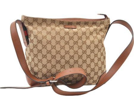 Auth GUCCI Web Sherry Line Shoulder Bag GG Canvas Leather 337598 Brown 3892F For Discount