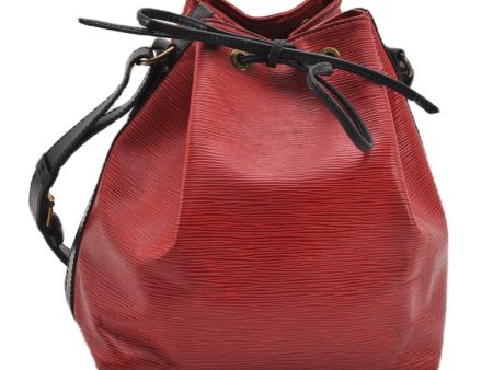 Authentic Louis Vuitton Epi Petit Noe Bi-color Black x Red Drawstring Bag 1916G Online