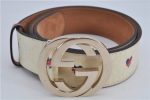 Authentic GUCCI Interlocking G Belt GG PVC Leather 85cm 33.5  114876 White 7725F Online Hot Sale